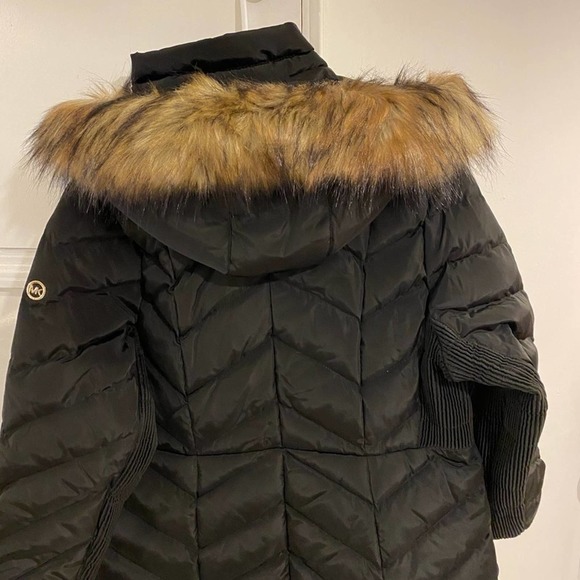 MICHAEL KORS PLUS SIZE FAUX-FUR-TRIM HOODED DOWN PUFFER COAT BLACK NWT Size PXXL - Picture 8 of 11